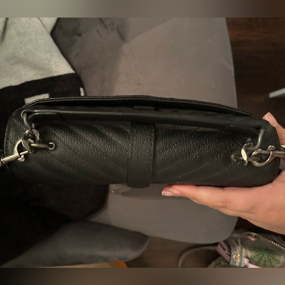 Black and silver envelope style shoulder or crossbody bag. - Picture 3 of 8